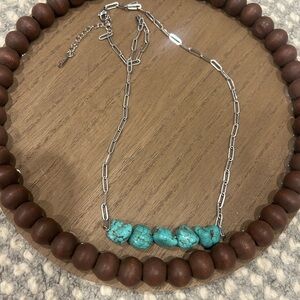 Silver and Turquoise bar Necklace